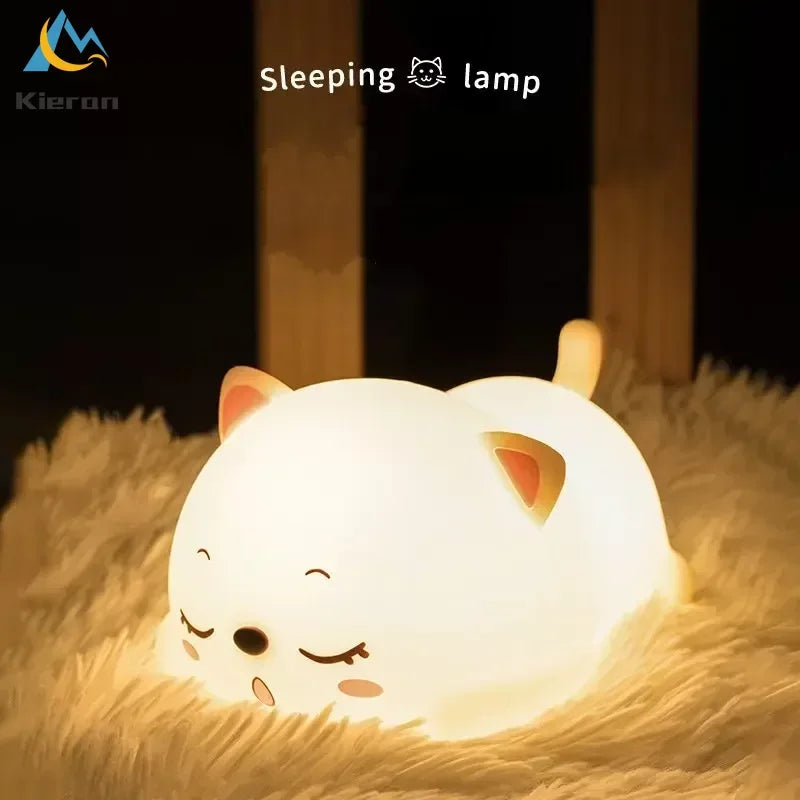 Afralia™ Cat Silicone LED Night Light with Remote Control