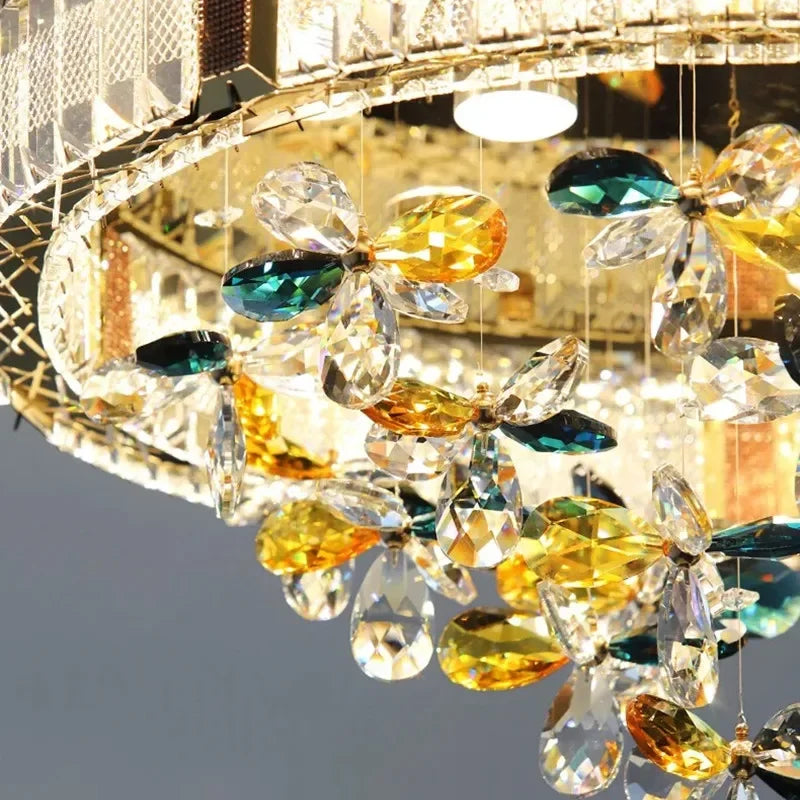 Afralia™ Crystal Flower LED Ceiling Lamps: Modern Home Decor, Colorful Round Lights