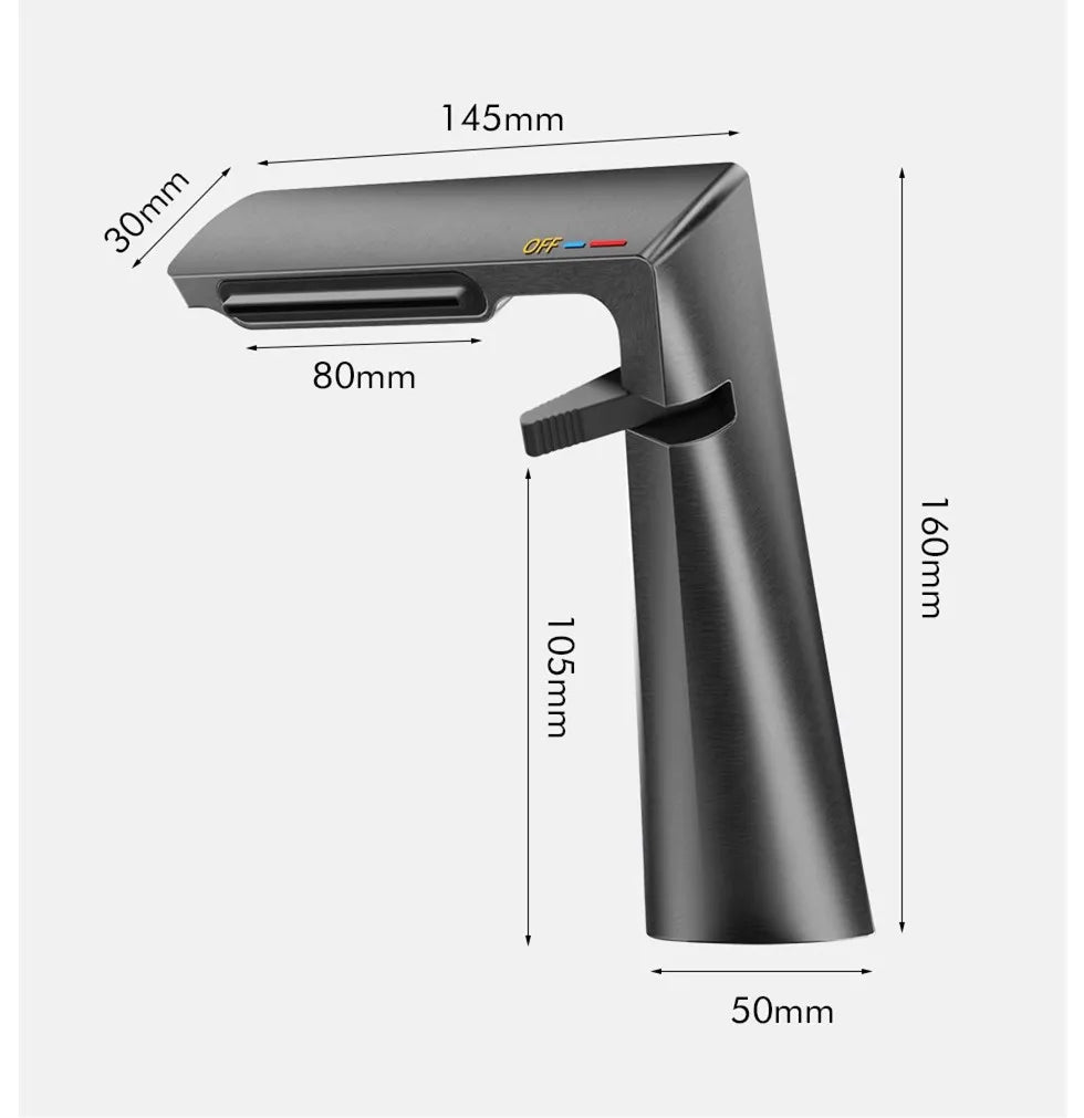 Afralia™ Gold Waterfall Basin Faucet: Gray Mixer Tap, Single Handle Hot and Cold Lavatory