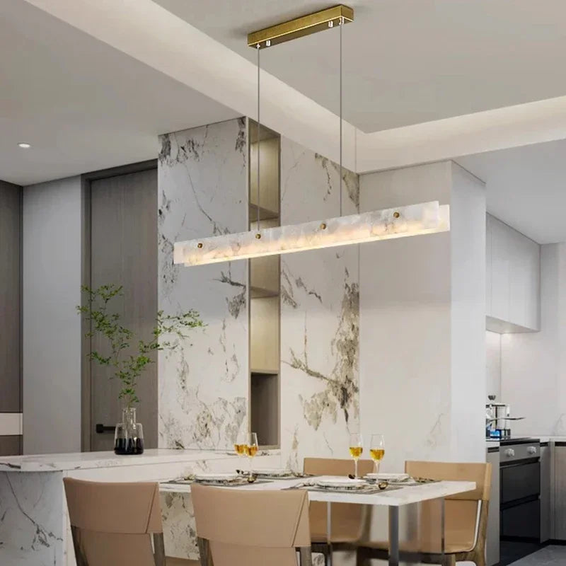 Afralia™ Modern Luxury Marble LED Chandelier Pendant Lamp in Gold