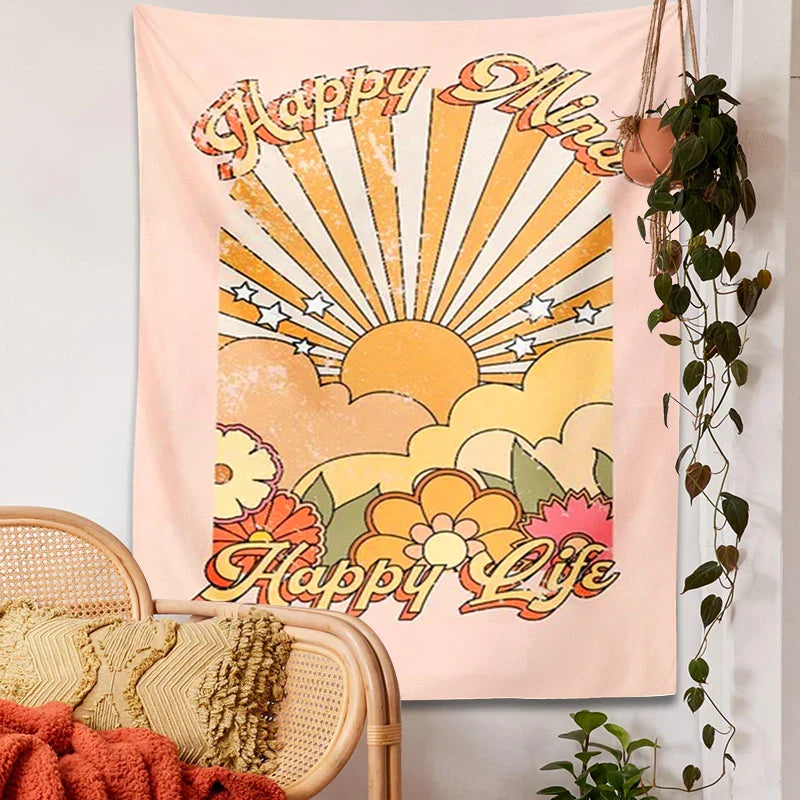 Afralia™ 70s Girl Sunset Tapestry Wall Hanging for Boho Living Room Bedroom Decor