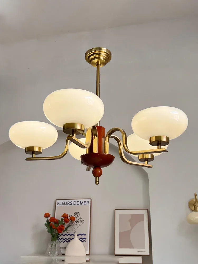 Afralia™ Cream Glass Pendant Chandelier for Home Decor