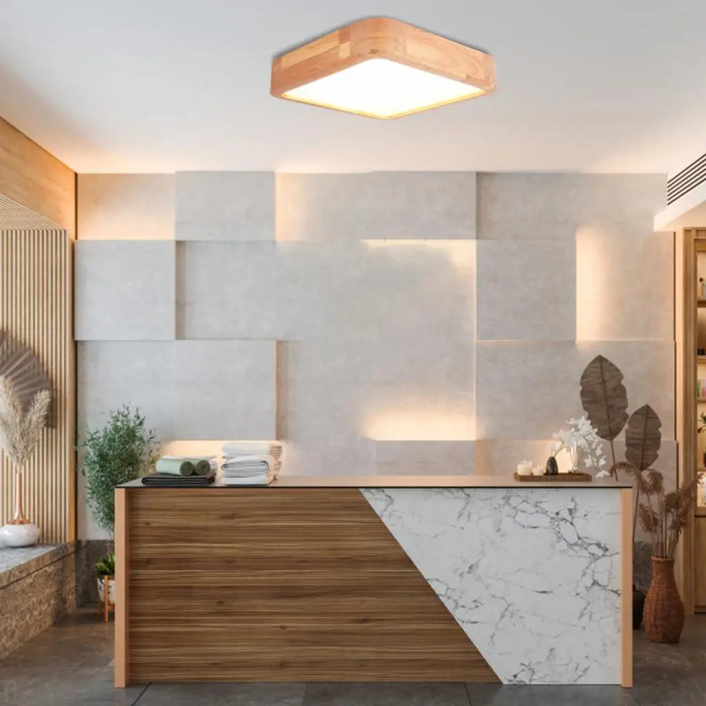 Afralia™ Nordic Wood Led Ceiling Light for Living Room Bedroom, Modern Indoor Decor Lighting