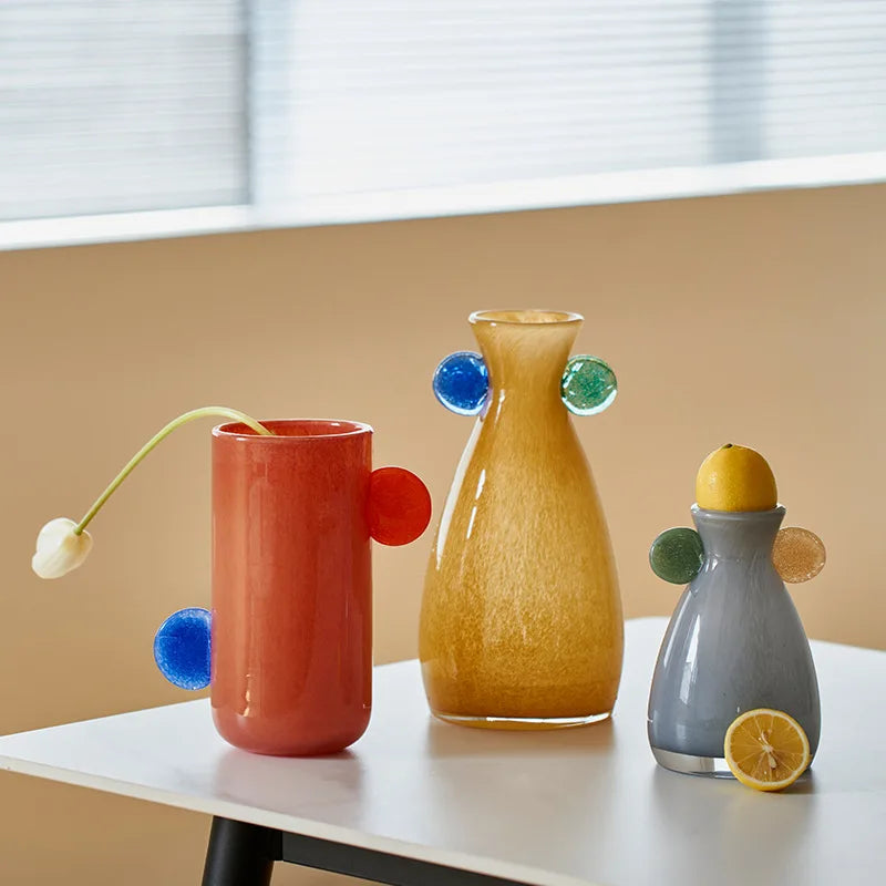 Afralia™ Geometric Glass Vase - Colorful Home Decor Accent