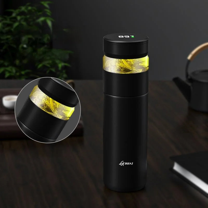 Afralia™ Stainless Steel Smart Vacuum Thermos Tea Coffee Cup Cold Office Business Style