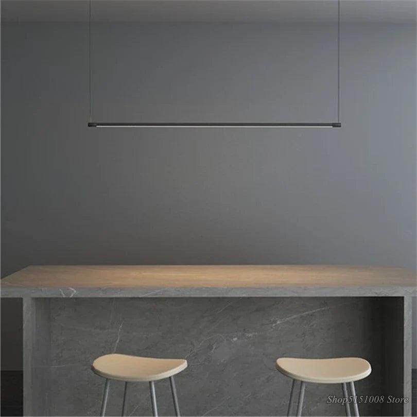 Afralia™ Black Dimmable Led Linear Pendant for Dining Room Chandelier