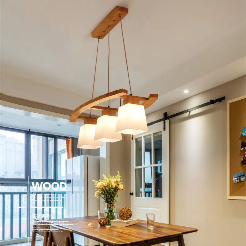 Afralia™ Nordic Wood Pendant Lights LED Modern Lamps for Dining Living Room - Japanese Style