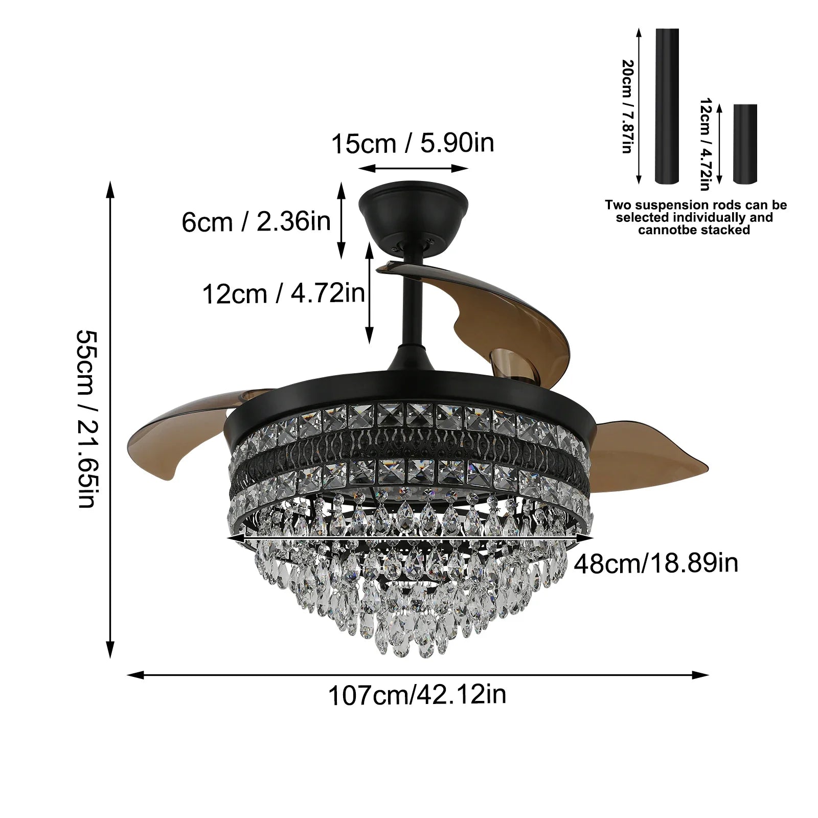 Afralia™ Gold Smart Ceiling Fan Chandelier with LED Lights, 6 Speeds, 3 Heads