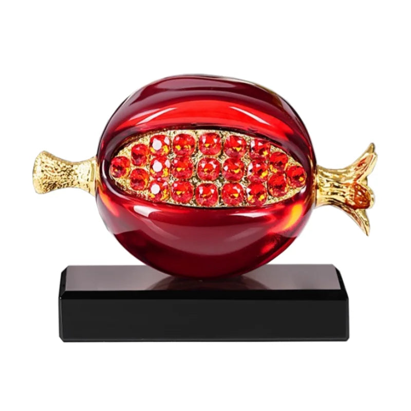 Afralia™ Crystal Pomegranate Figurine | Transparent Fruit Sculpture for Home Decoration