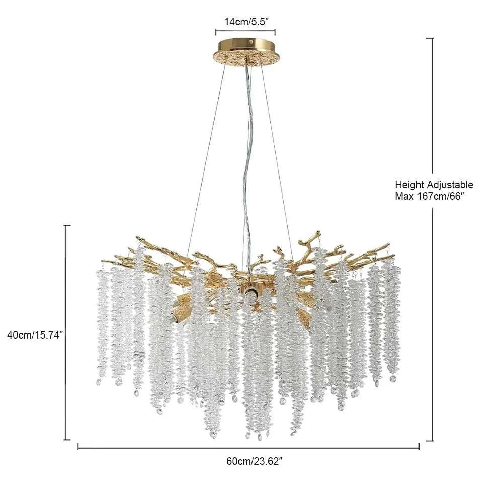Afralia™ Gold Branch Crystal Chandelier for Bedroom Living Dining Room