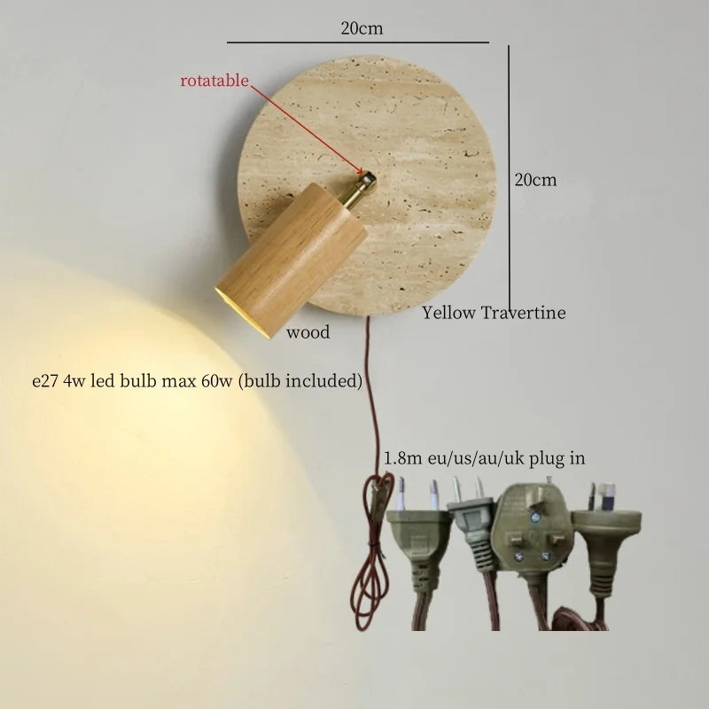 Afralia™ White Glass LED Wall Lamps Pull Chain Yellow Travertine Modern Bathroom Light
