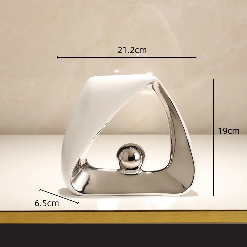 Afralia™ Geometric Triangles Golden Ball Skeleton Sculpture: Abstract Home Decor Figurine