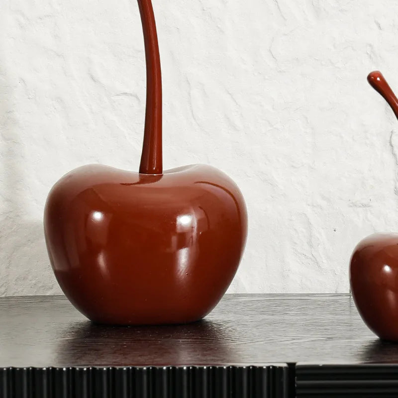 Afralia™ Chic Red Cherries Resin Ornaments for Home Decor and Table Accessories