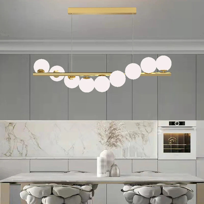 Afralia™ White Glass Chandelier for Dining Room Kitchen Bar G9 Bulb 110-240V