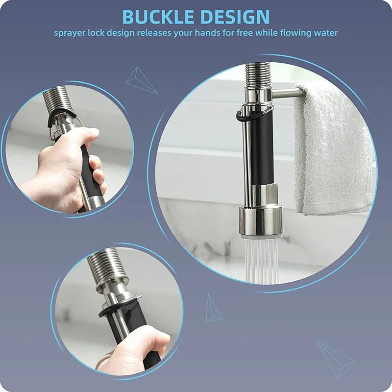 Afralia™ Brushed Nickel Kitchen Faucet Pull Out Mixer Tap Swivel Water Outlet