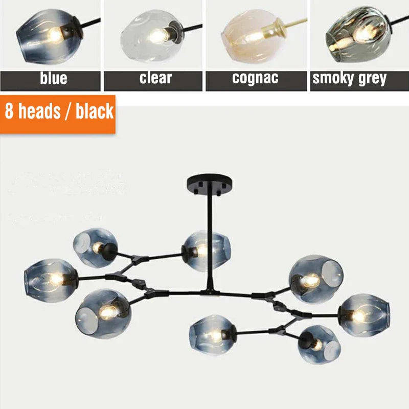Afralia™ Molecular Design Glass Chandelier Ceiling Pendant for Luxury Living & Dining Rooms