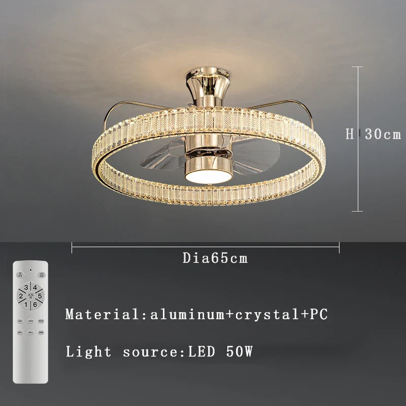 Afralia™ Modern Crystal Fan Lamp with Reversible Function, Remote Control, and Independent Fan-Light Integration