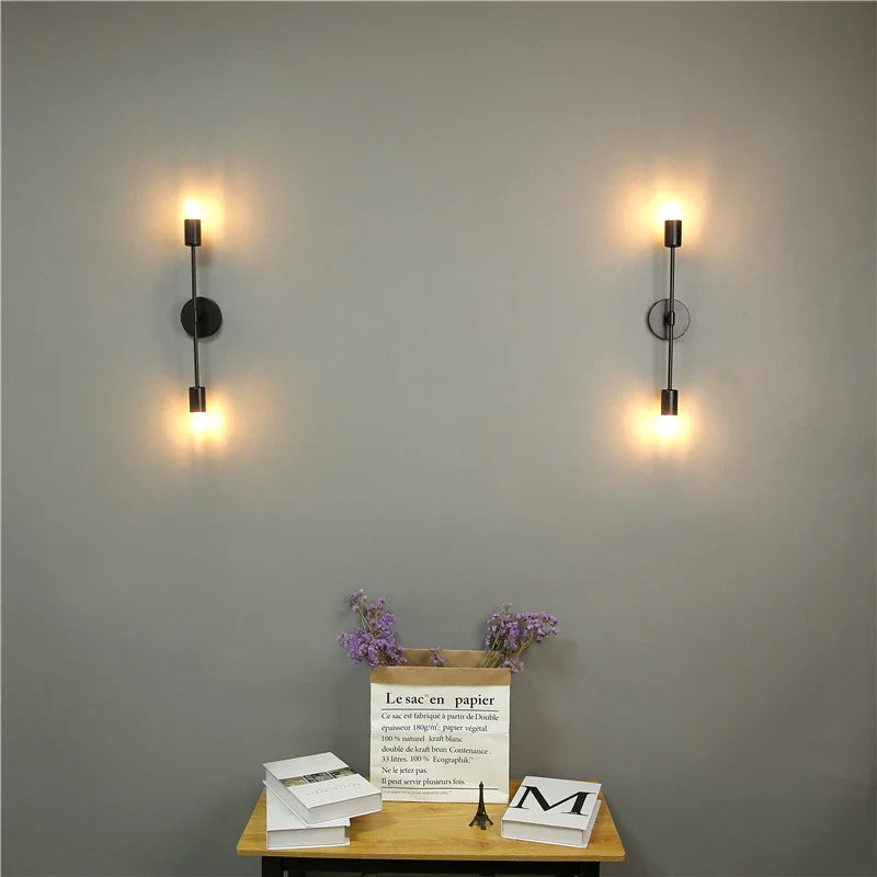 Afralia™ LED Wall Lamp: Modern Two Arm E27 Bedroom Lighting for Bedside, Bathroom Mirror, Vanity.
