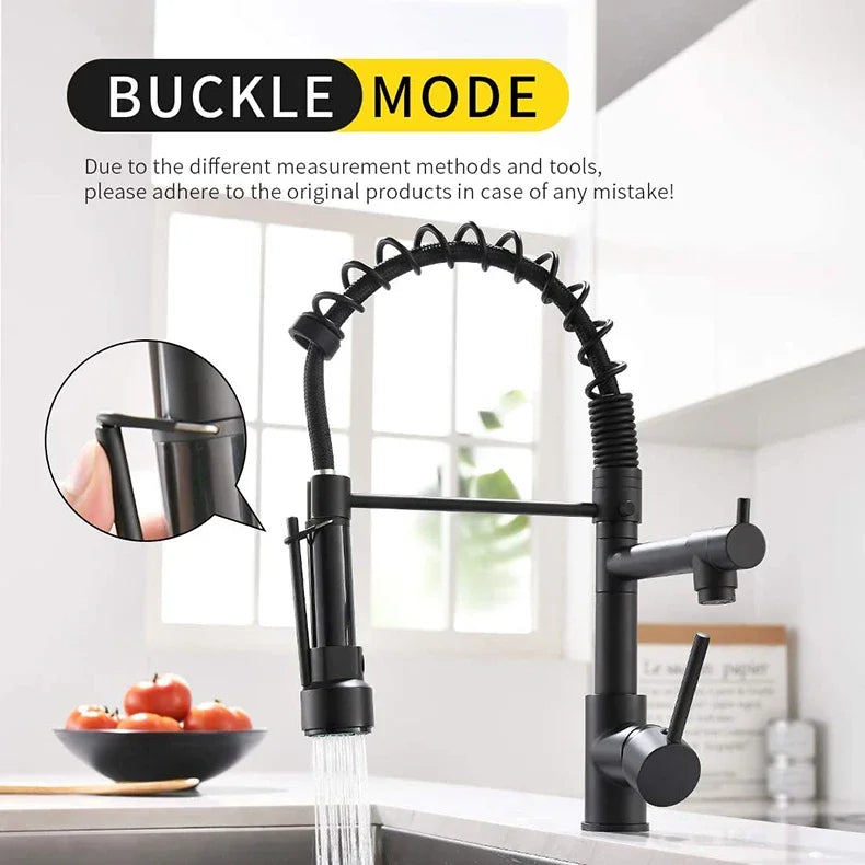 Afralia™ Brushed Nickel Kitchen Faucet Pull Out Mixer Tap Swivel Water Outlet