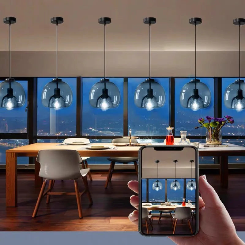 Afralia™ Smoke Gray Glass Pendant Lights for Dining Room Counter - Minimalist Nordic Design