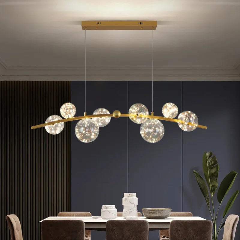 Afralia™ Modern Dimmable Metal Pendant Lights with Glass Globe for Dining Room & Bar