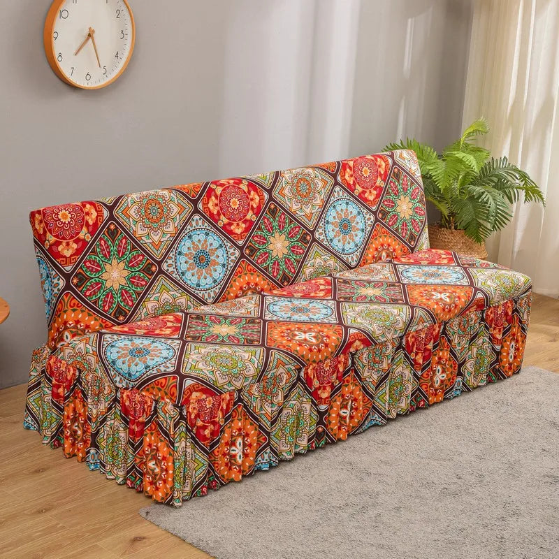 Afralia™ Elastic Armless Futon Bed Sofa Cover Slipcover