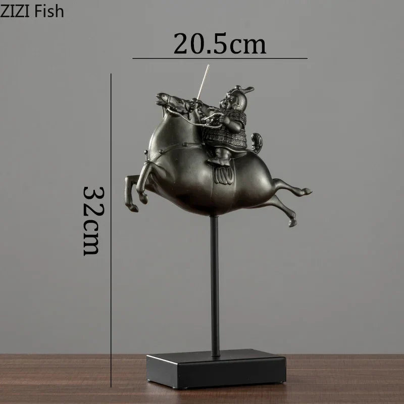 Afralia™ Terracotta Warrior Horse Sculpture Resin Knight Figurine Home Decor Gift