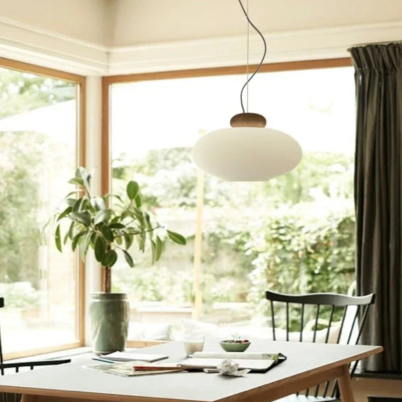 Afralia™ Nordic Wood Glass Pendant Light Chandelier for Dining Room and Bar Home Decor