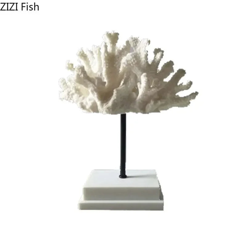Afralia™ White Coral Resin Sculpture Modern Desk Decor Art Crafts Ornament