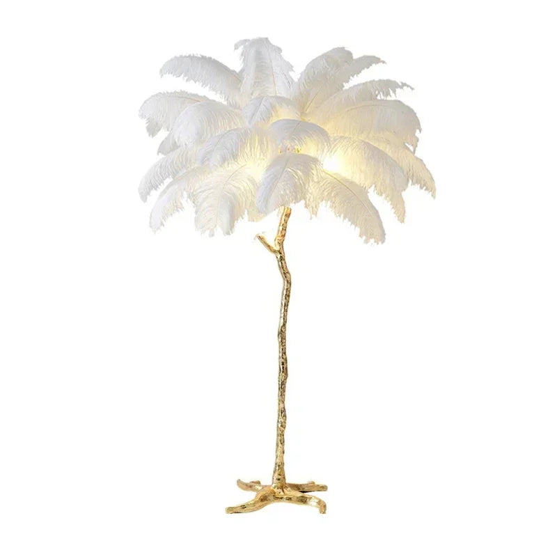 Afralia™ Elegant Feather Floor Lamp with Adjustable Bulbs for Stylish Home Decor