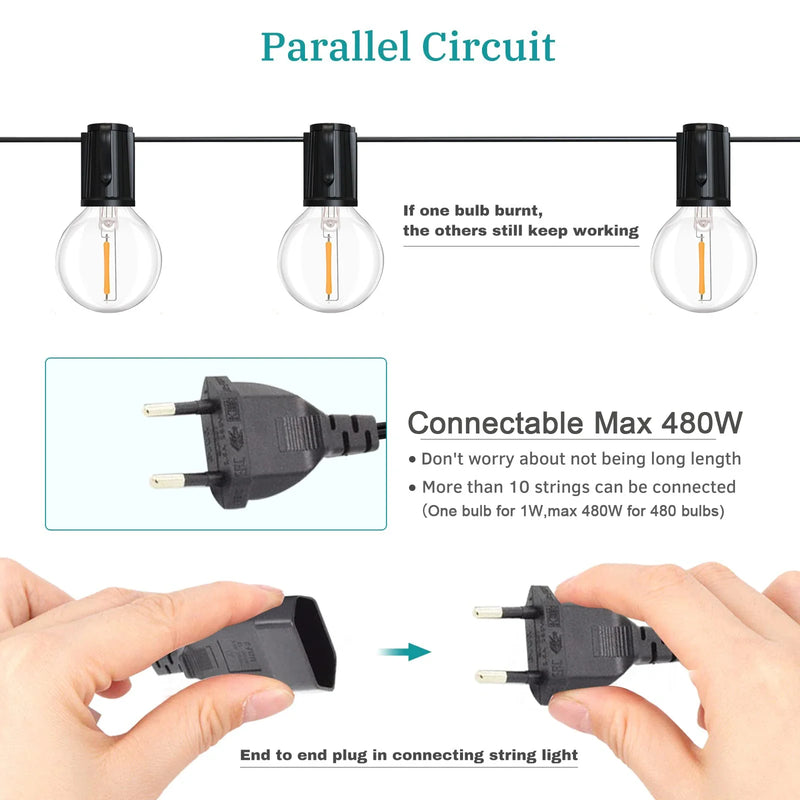 Afralia™ Outdoor Connectable Globe LED String Lights for Garden Decor