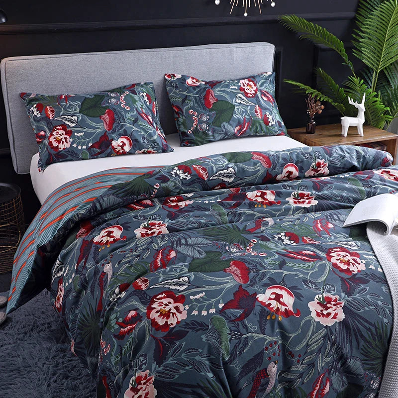 Afralia™ Soft Flower Feather Duvet Cover Set with Pillowcase