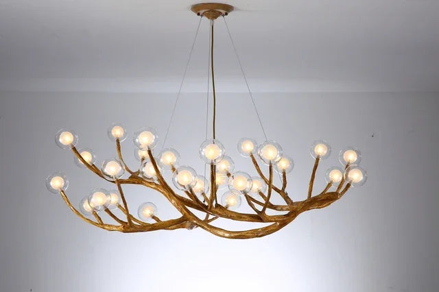 Afralia™ Retro LED Chandelier: Tree Branch Art Ceiling Pendant Lights for Living Bedroom