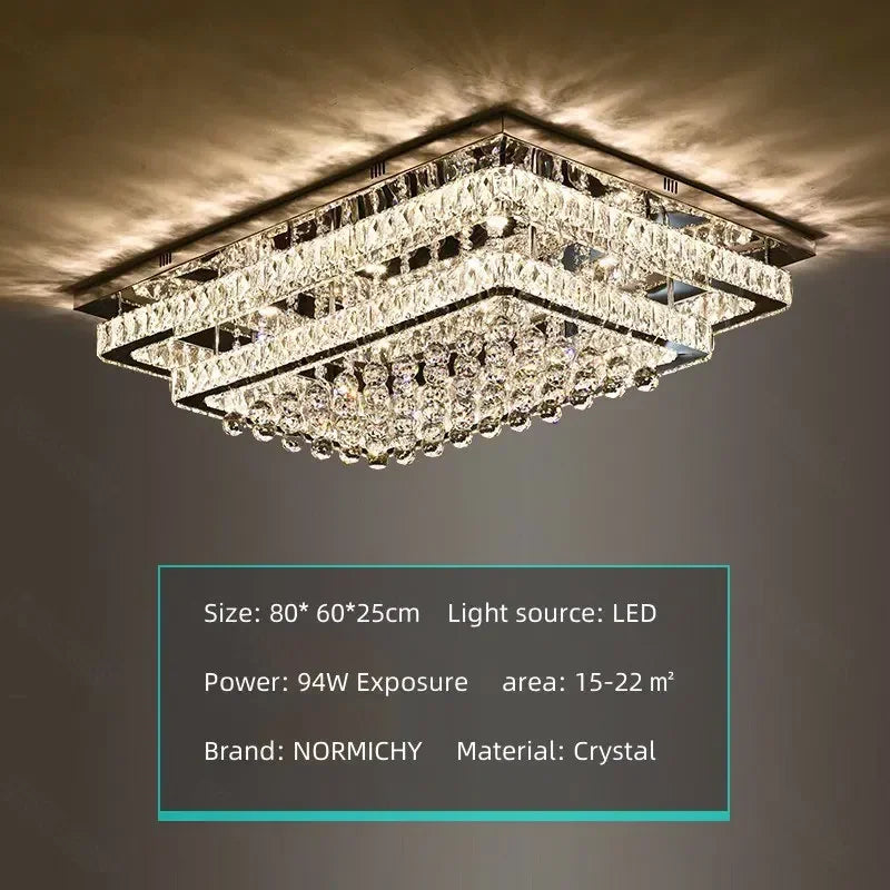 Afralia™ Crystal LED Chandelier Silver Chrome Remote Control Light