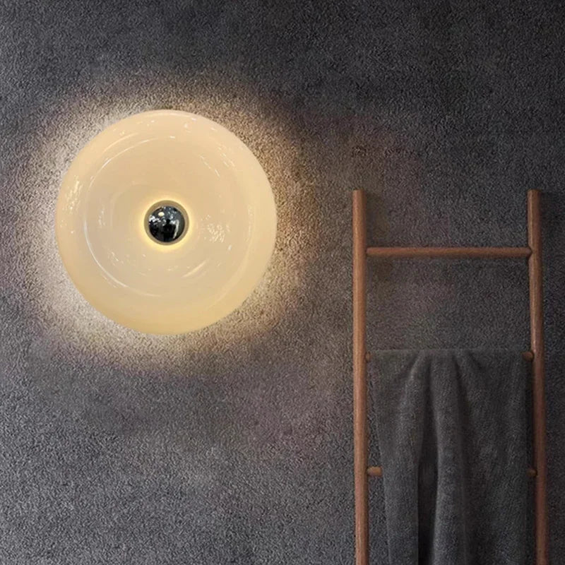 Afralia™ Glass Donut LED Wall Sconce for Living Room Bedroom Hallway Balcony Lighting