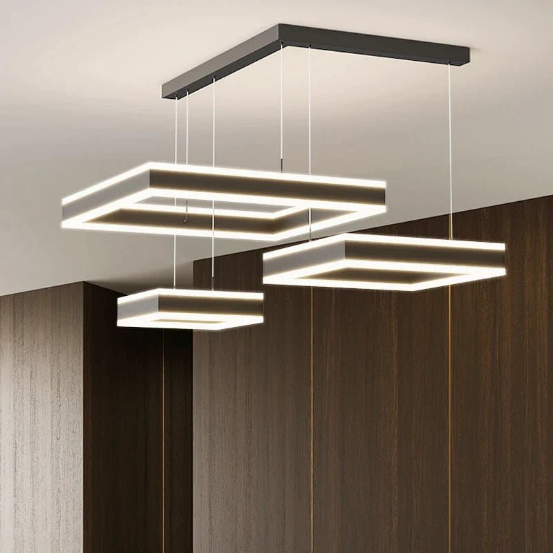 Afralia™ Smart Square Up Down Lighting Chandelier for Modern Living Room, Dining Room & Bedroom