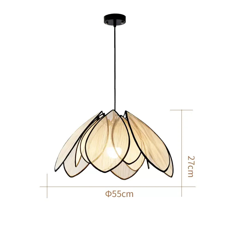 Afralia™ Rattan Petal Pendant Lights: Japanese Style Homestay Lighting for Living Room