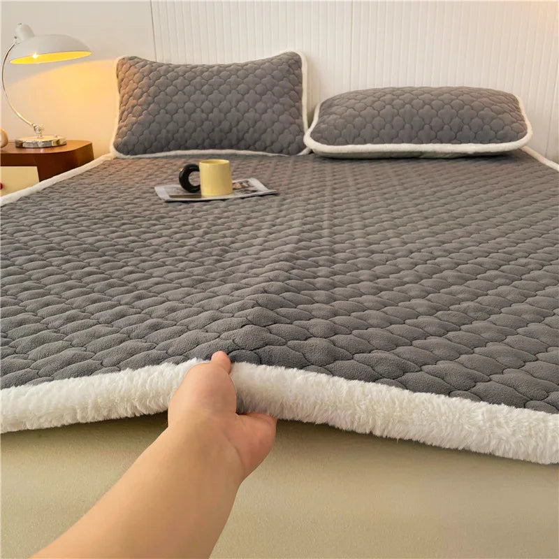 Afralia™ Antibacterial Milk Velvet Mattress, Thick & Warm with Anti-Slip Straps