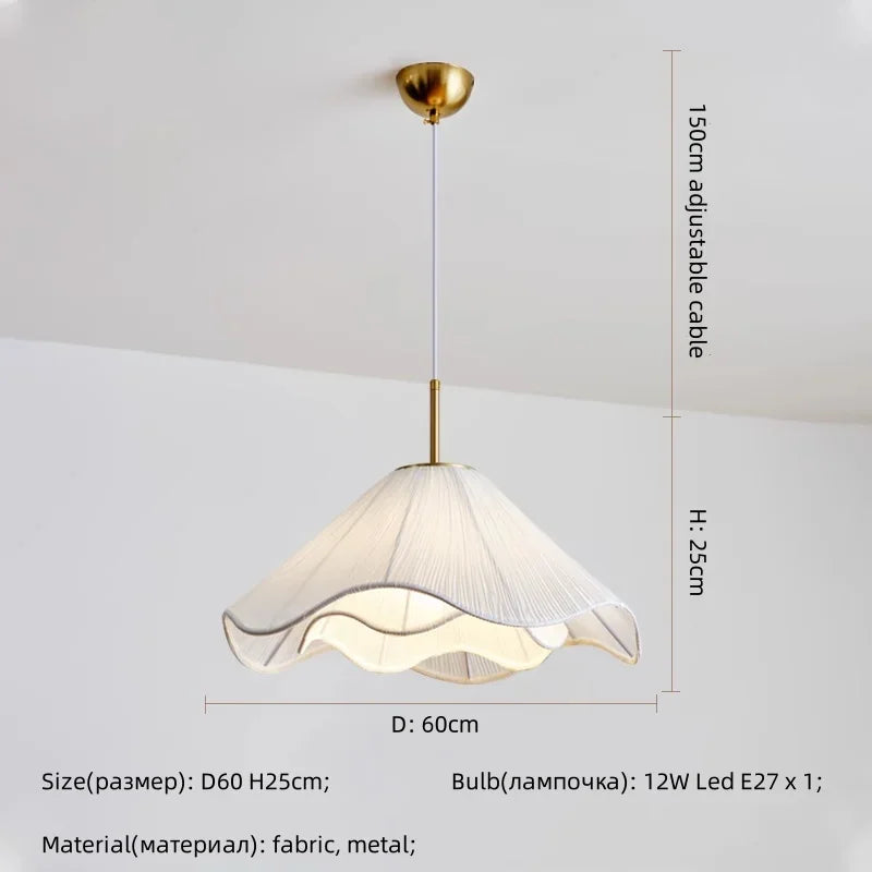 Afralia™ Nordic Fabric LED Chandelier Modern White E27 Pendant Lights Dining Room Art Decor