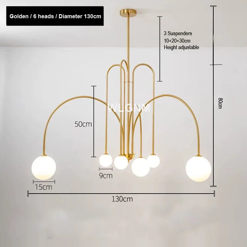 Afralia™ Glass Ball Chandelier: Modern Living Room Dining Kitchen Ceiling Light Fixtures