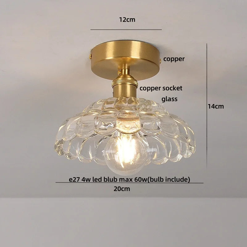Afralia™ Wood Ball LED Ceiling Lamp Vintage Loft Copper Canopy Light