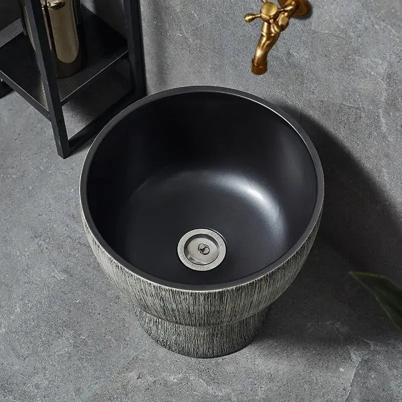 Afralia™ Retro Outdoor Ceramic Basin Column Wash Basin for Bathroom Sinks
