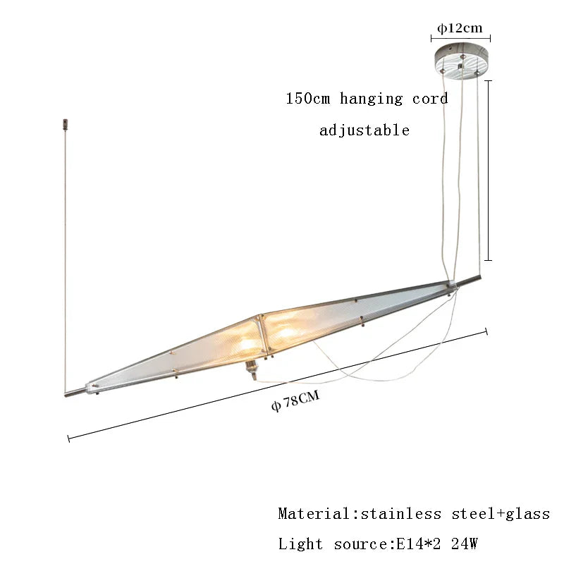 Afralia™ Glass Long Ceiling Chandelier: Modern Minimalist Designer Lamps for Living Room