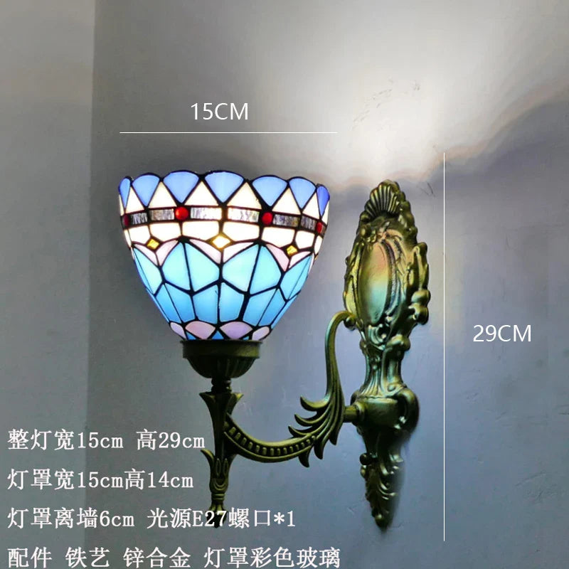 Afralia™ Stained Glass Mirror Wall Sconces for Home Lighting Decor