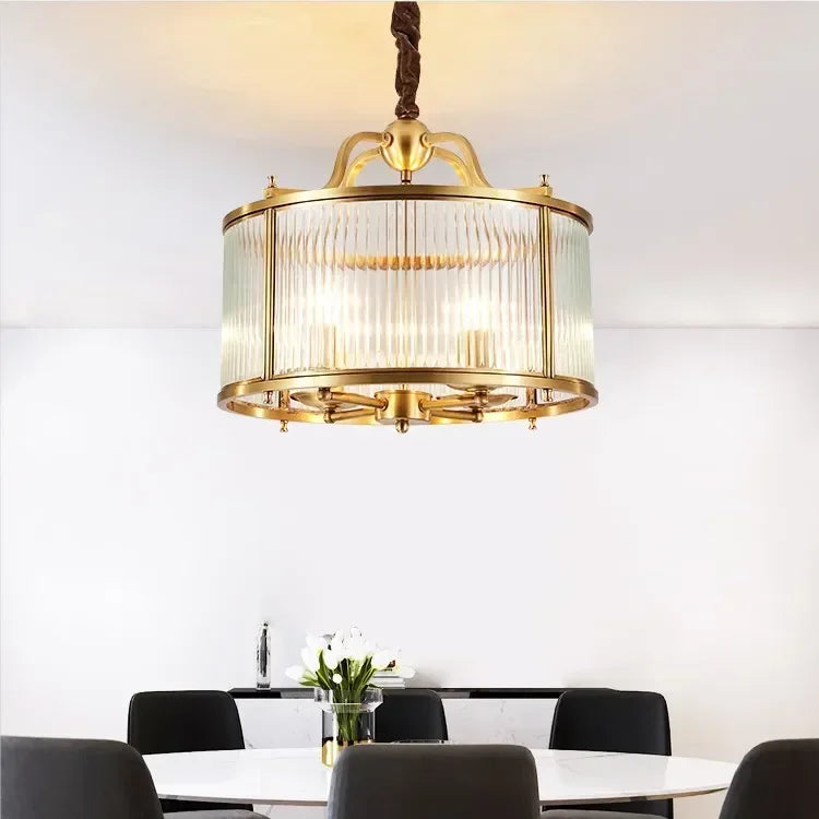 Afralia™ Glass Chandelier: Golden Copper Luxury Ceiling Pendant Light Fixture for Living Room