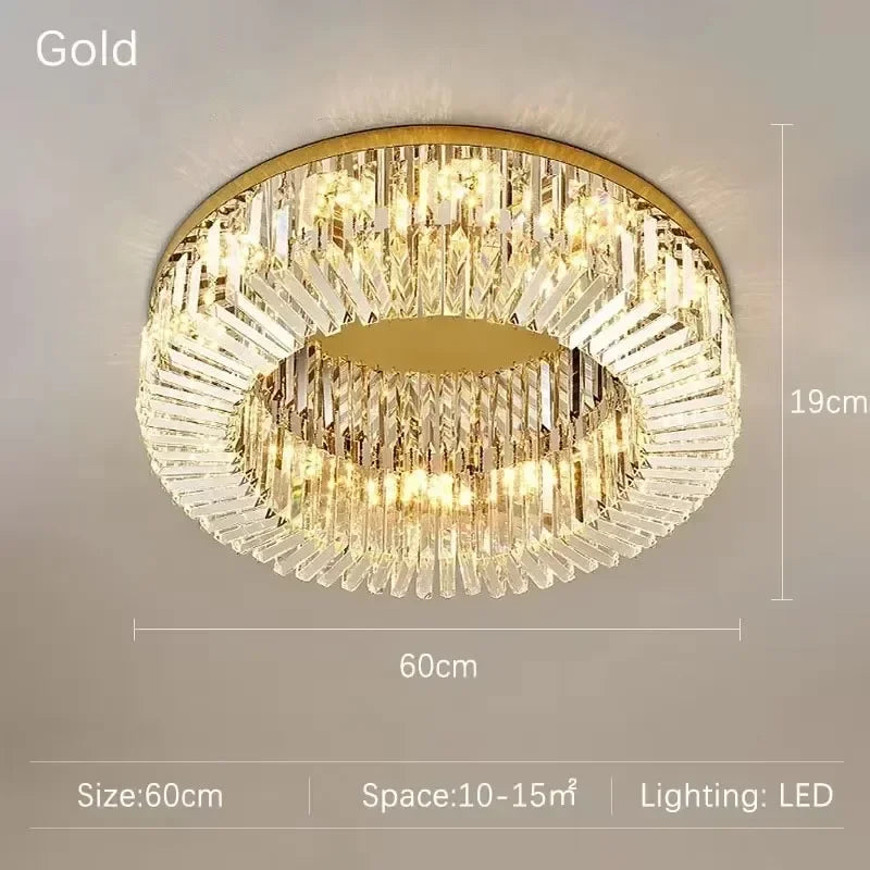 Afralia™ Crystal Ceiling Lamp: Modern Bedroom & Living Room LED Light Luxe Atmosphere