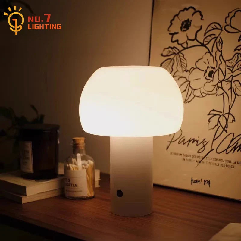Afralia™ Atmosphere Mushroom Table Lamp Touch Dimming USB Charging Desk Light