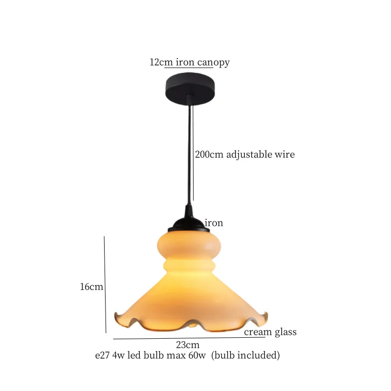 Afralia™ Cream Vintage Brass Glass LED Pendant Light for Restaurant Bar Cafe Loft