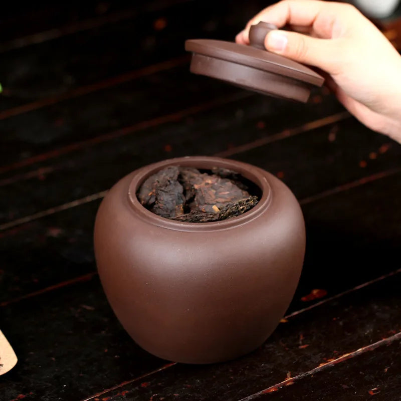 Afralia™ Purple Clay Teapot Tea Canister: Sealed Ceramic Storage Jar with Lid