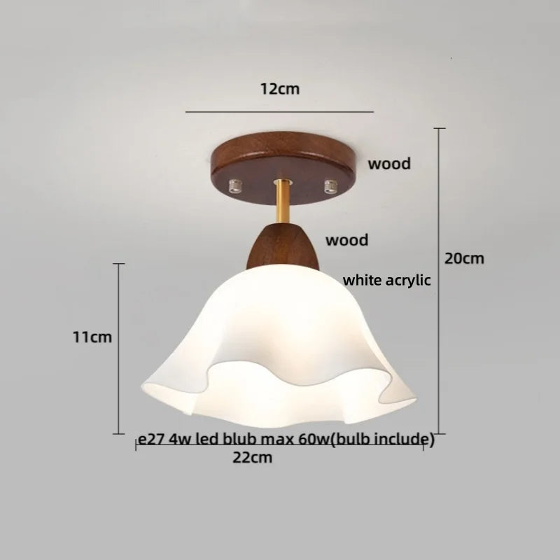 Afralia™ Retro Wood LED Ceiling Light Fixture Copper Rotate Luminaire